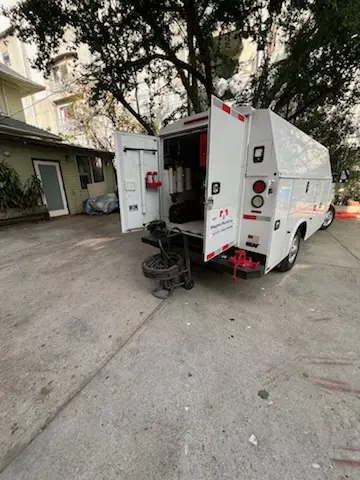 Magnet Plumbing service vehicle on-site for Slab Leak Repair in Towne Square Villas Condominiums